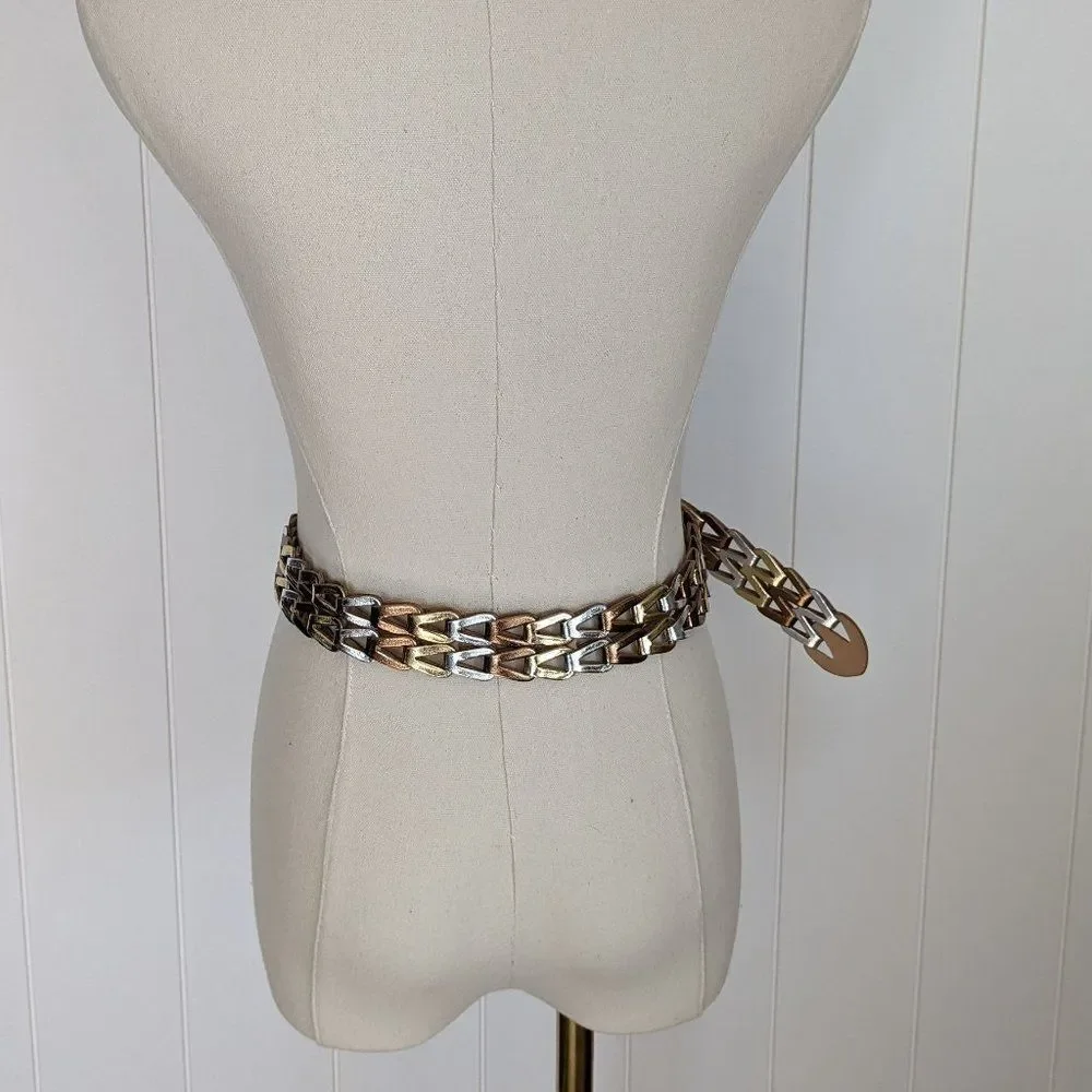 Vintage Nan Lewis, Ribco USA Gold Woven Belt - 39.5